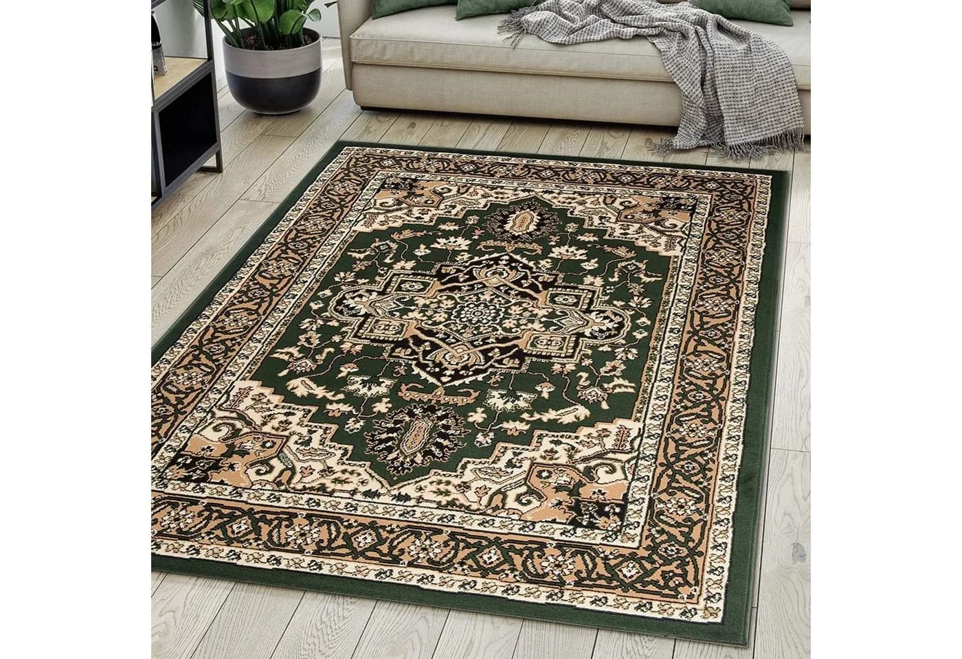 Mazovia Orientteppich EUFRAT Orientalisch Blumenmuster Kurzflor Grün/Schwarz - Bild 2