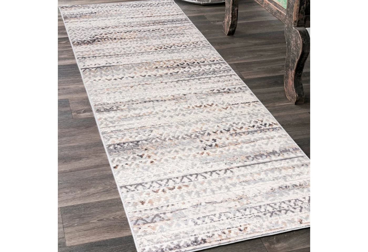 Mazovia Läufer Modern Abstrakt Grau Beige Kurzflor - Bild 2