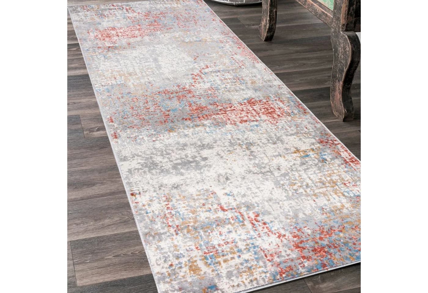 Mazovia Läufer Modern Grau Abstrakt Kurzflor