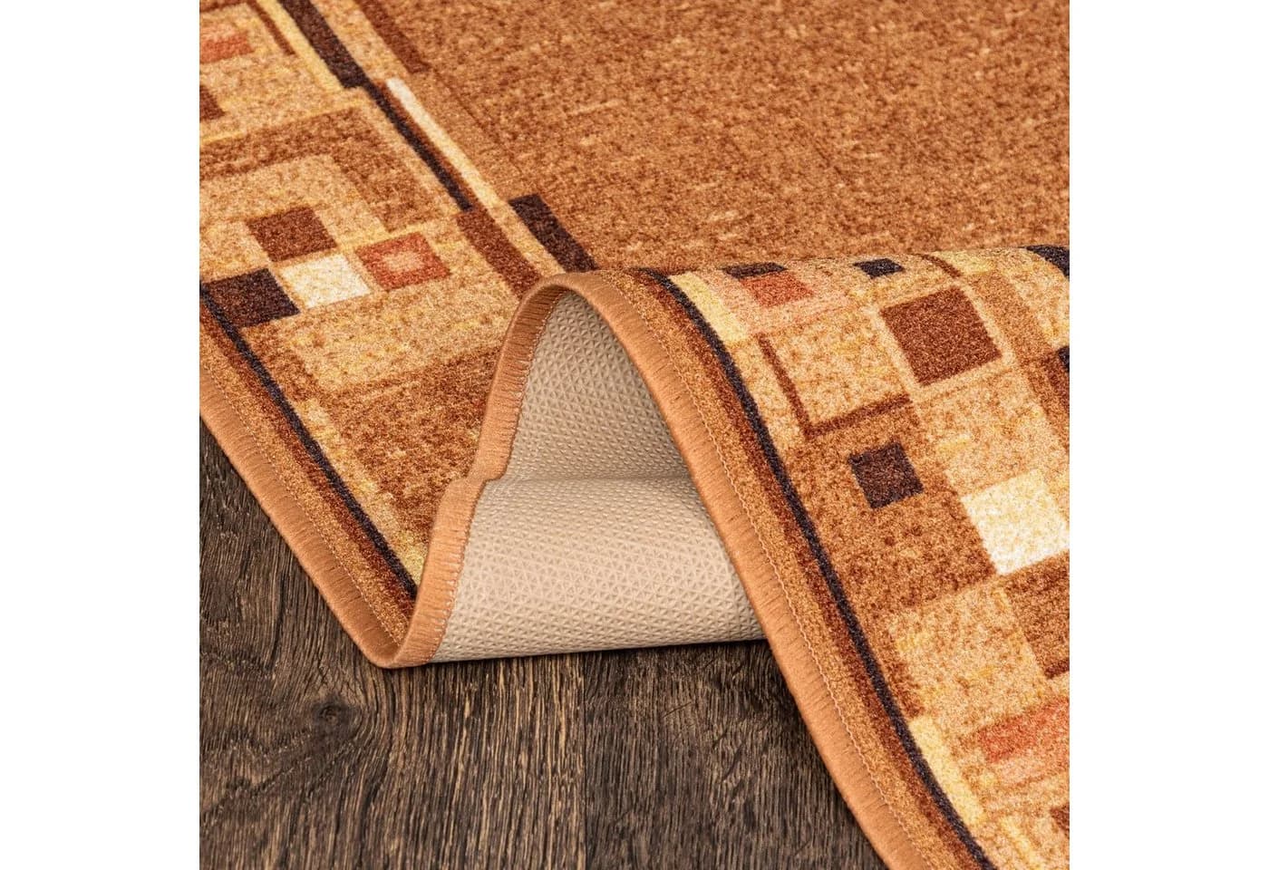Mazovia Läufer Teppichläufer Brücke Beige 67 x 100 cm Kurzflor Rutschfest Meterware - Bild 4