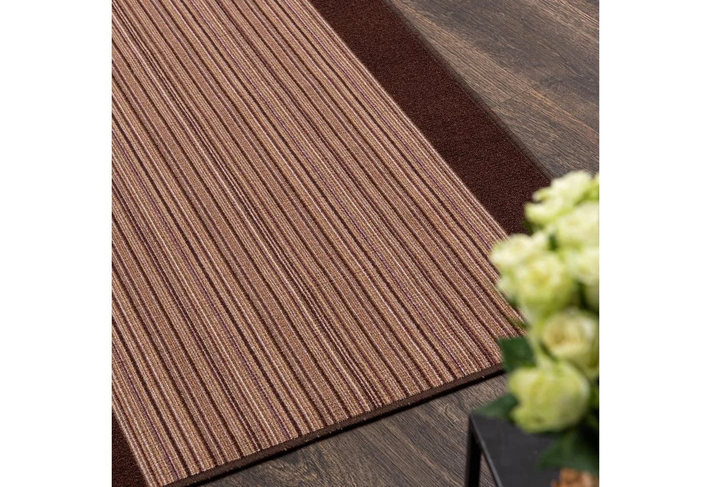 Mazovia Teppichläufer Braun Kurzflor Rutschfest Meterware - Bild 3