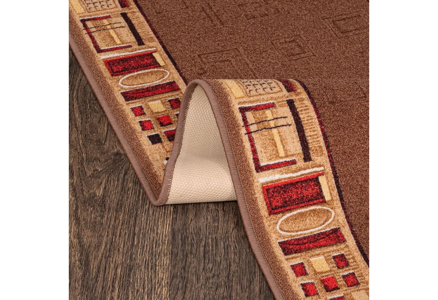 Mazovia Läufer Retro Bordüre Braun mit rutschfester Unterseite - Bild 5