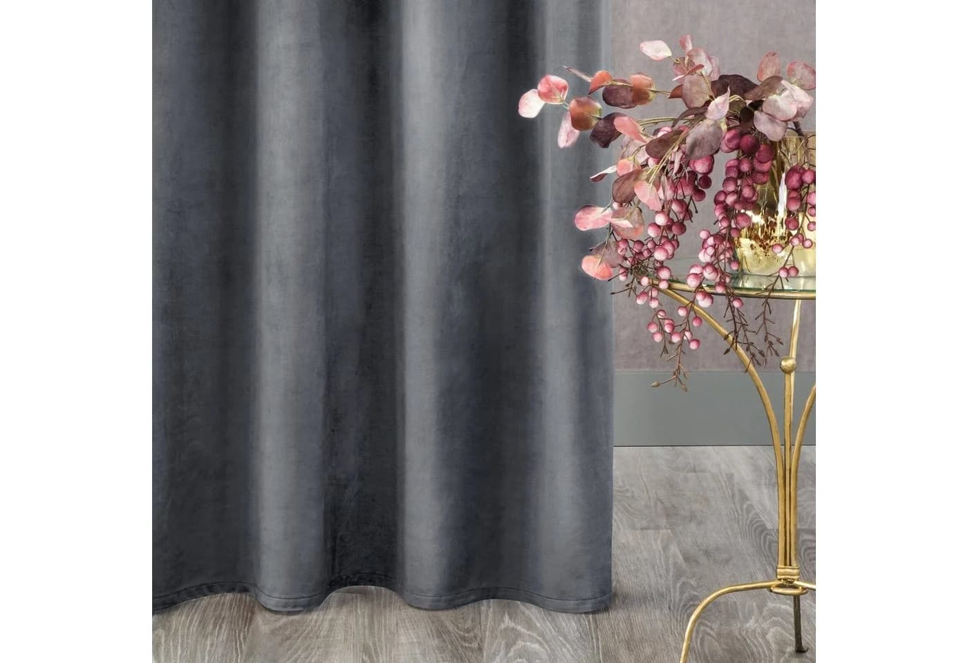 Design91 Samtvorhänge Wohnzimmer Schlafzimmer Blickdicht Ösen Velours Velvet, Kräuselband - Bild 3