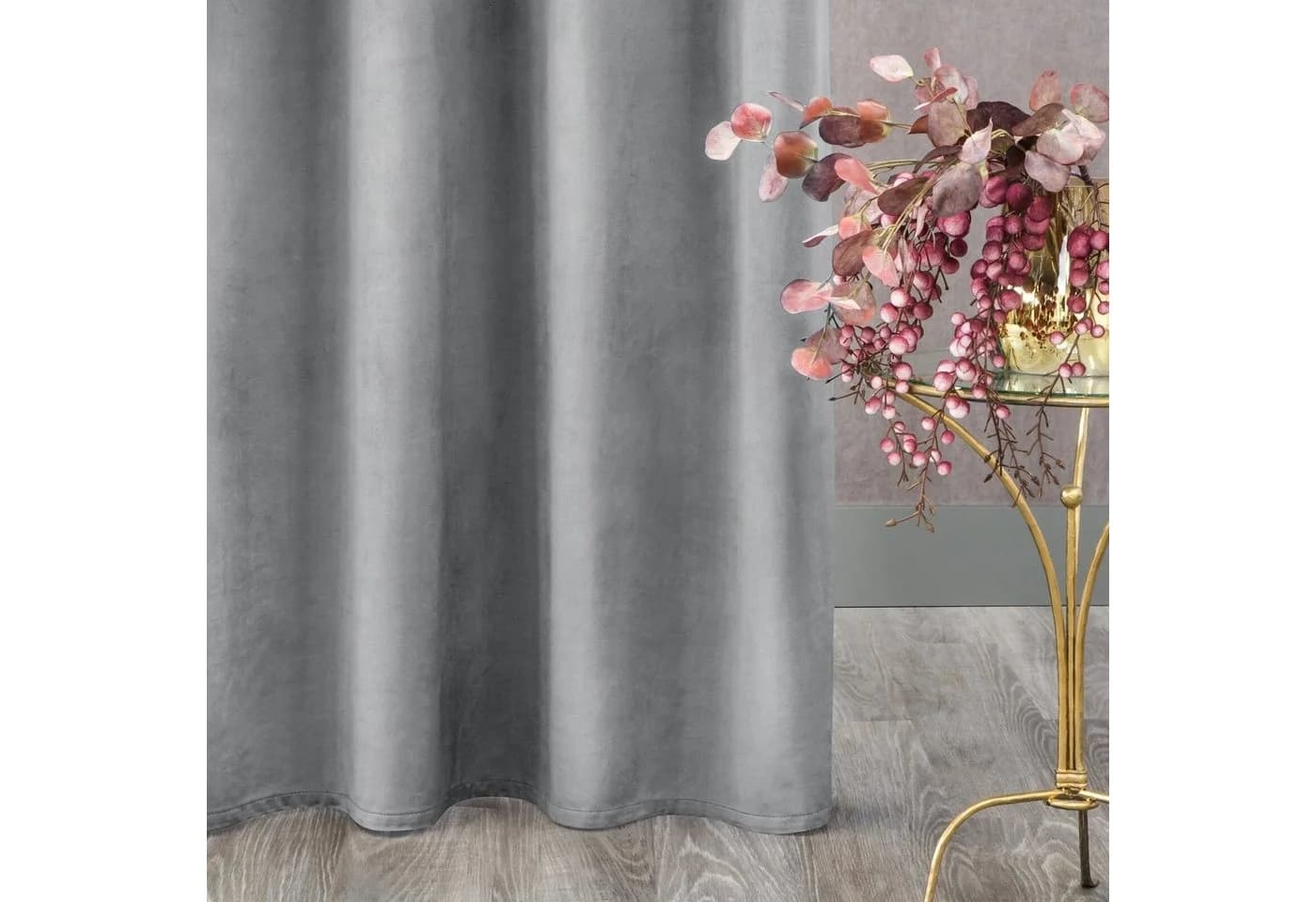 Design91 Samtvorhang Silber 140x250 cm Ösen blickdicht - Bild 4