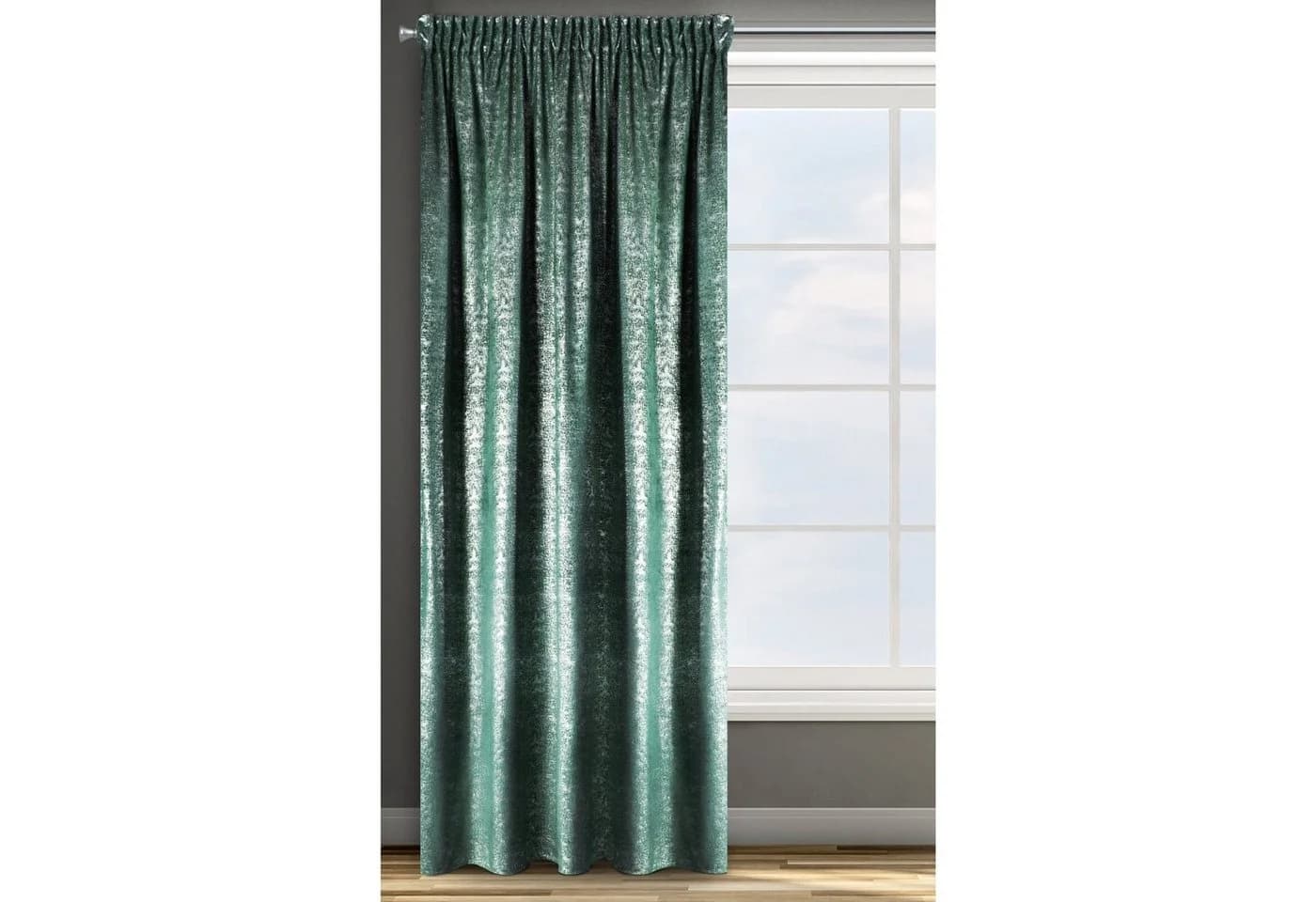 Design91 Vorhang ZYPERN Samt Grün Silberaufdruck Öse