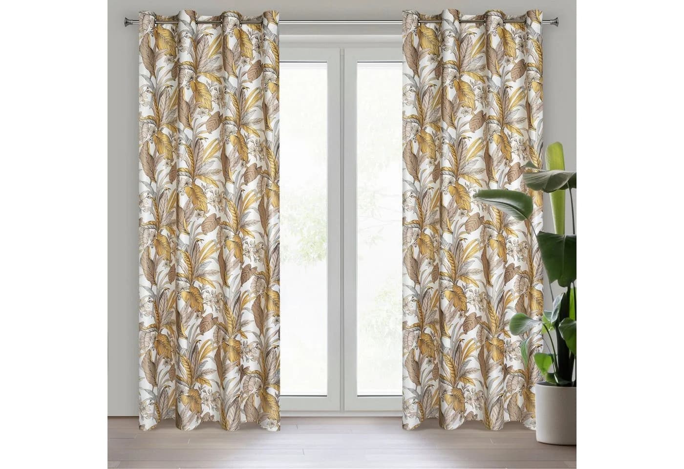 Design91 Vorhang mit Dschungel Muster Palmenblätter Botanische Motive Blickdicht - Bild 5