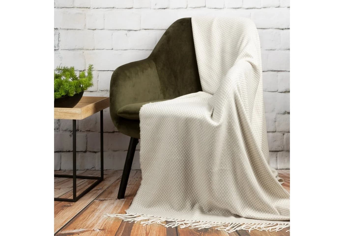 Eurofirany Wohndecke Acryl mit Fransen Beige/Grau - Bild 5