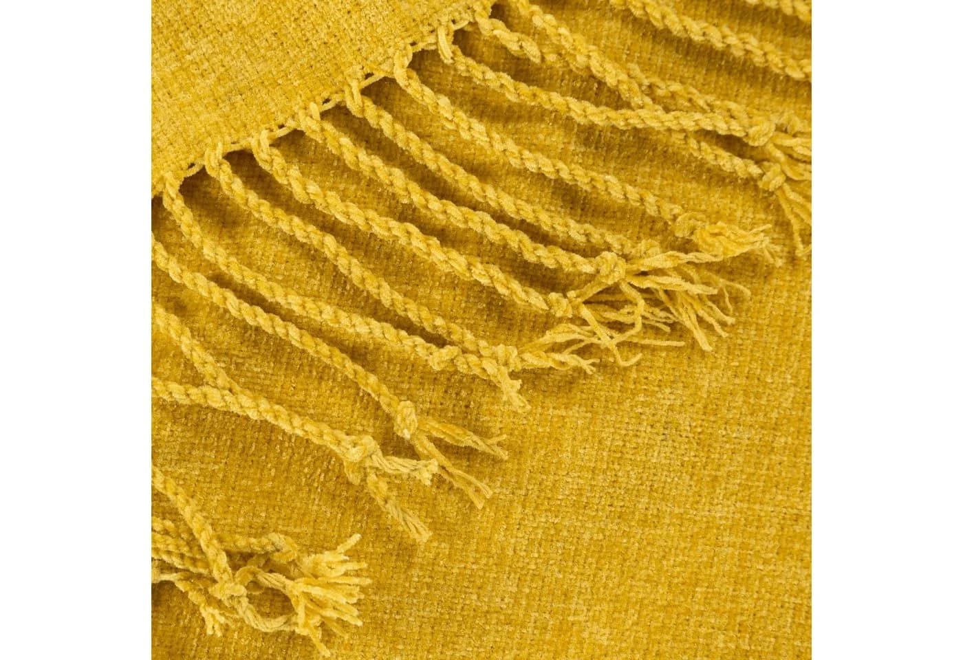 Eurofirany Wohndecke ACRYL Gelb Chenille mit Fransen - Bild 5
