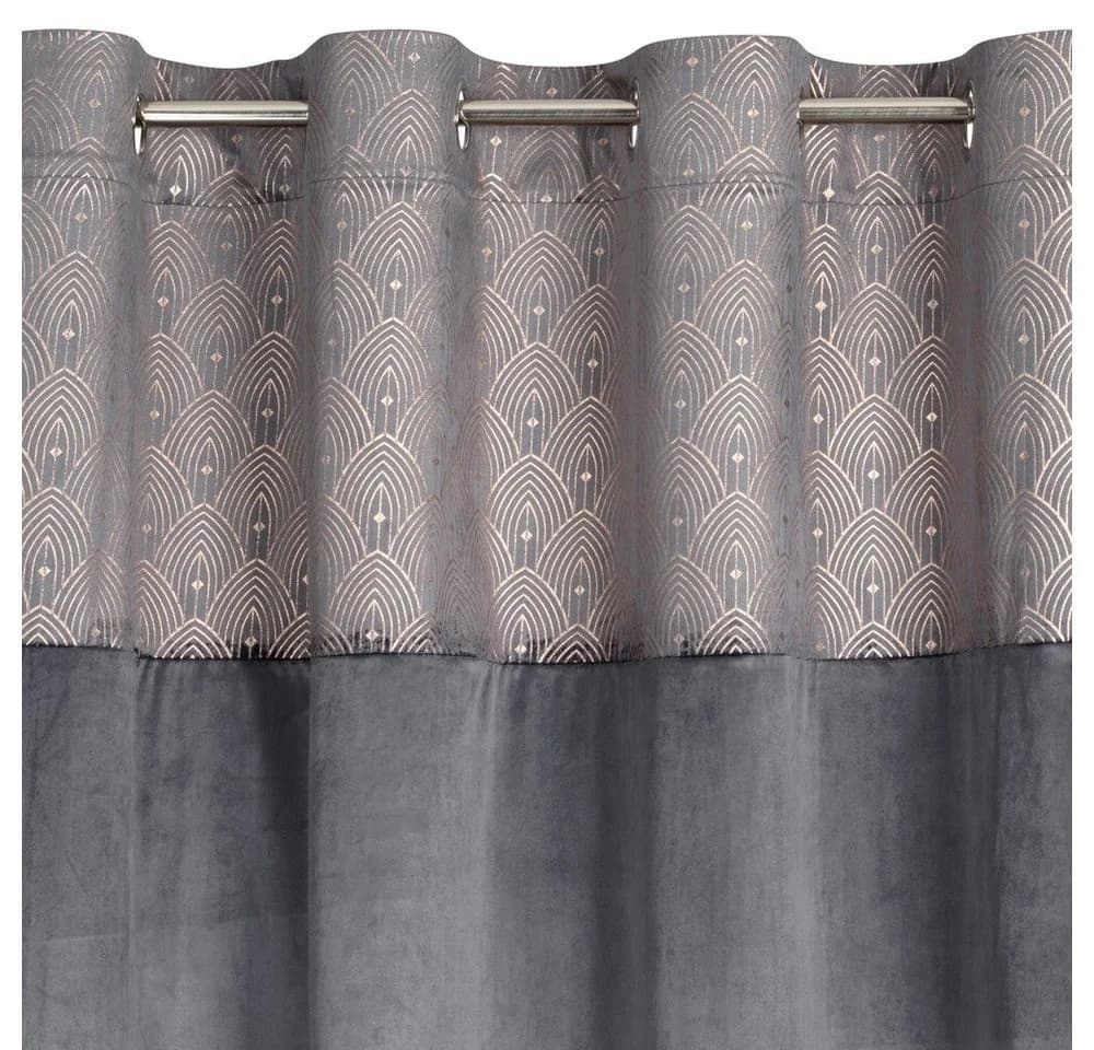 Design91 Vorhang AGNES Grau Samt blickdicht mit Ösen - Bild 4