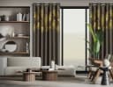 Eurofirany Vorhang 140x250 cm Blickdicht Ösen Ginko Muster Satin Gold Bild 2