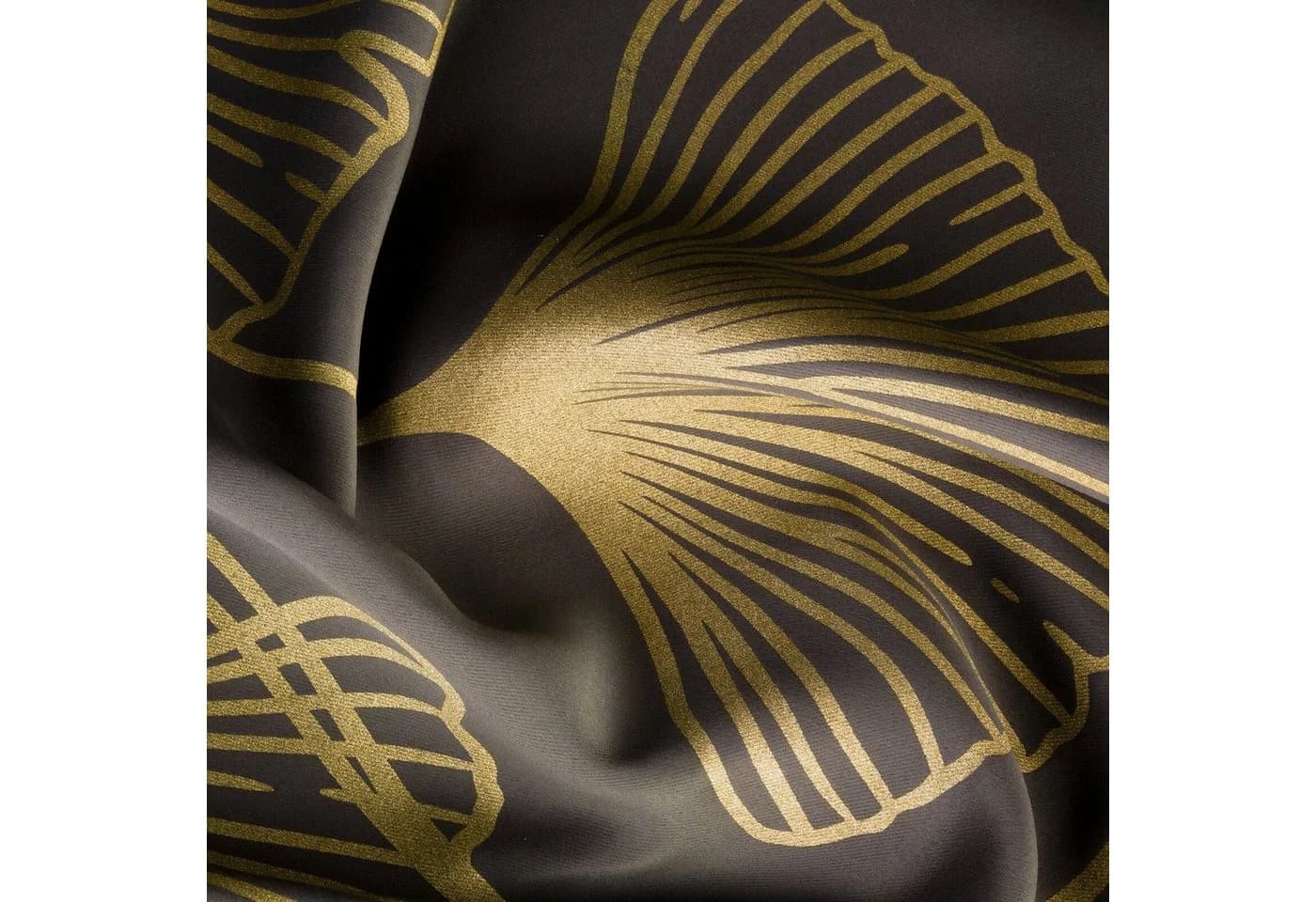 Eurofirany Vorhang 140x250 cm Blickdicht Ösen Ginko Muster Satin Gold - Bild 5