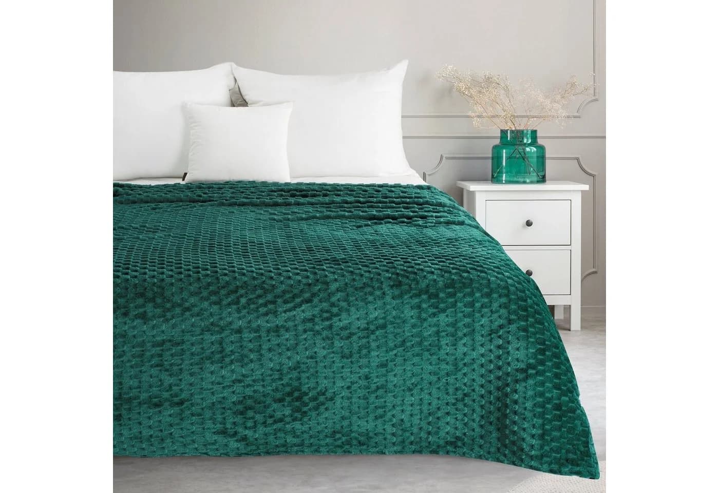 Design91 Wohndecke CINDY6 Waffelmuster Grün Mikrofaser