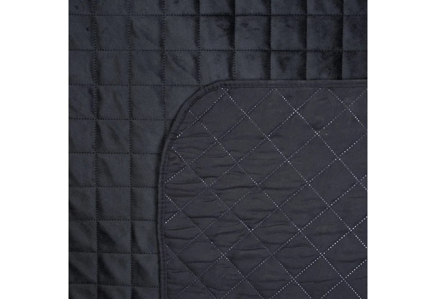 Design91 Tagesdecke LUIZ Gesteppt Velours Schwarz
