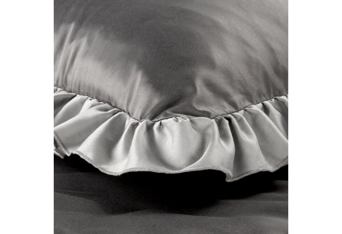 Eurofirany Bettwäsche LAURA ELIZA Grau Satin 3-teilig mit Rüsche - Bild 3