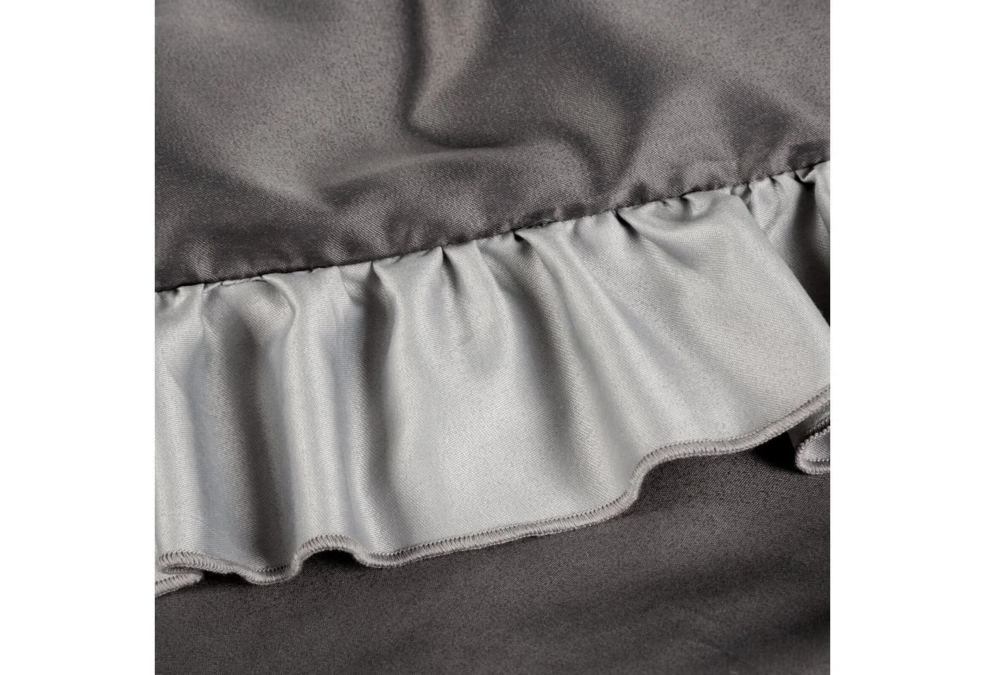 Eurofirany Bettwäsche LAURA ELIZA Grau Satin 3-teilig mit Rüsche - Bild 4