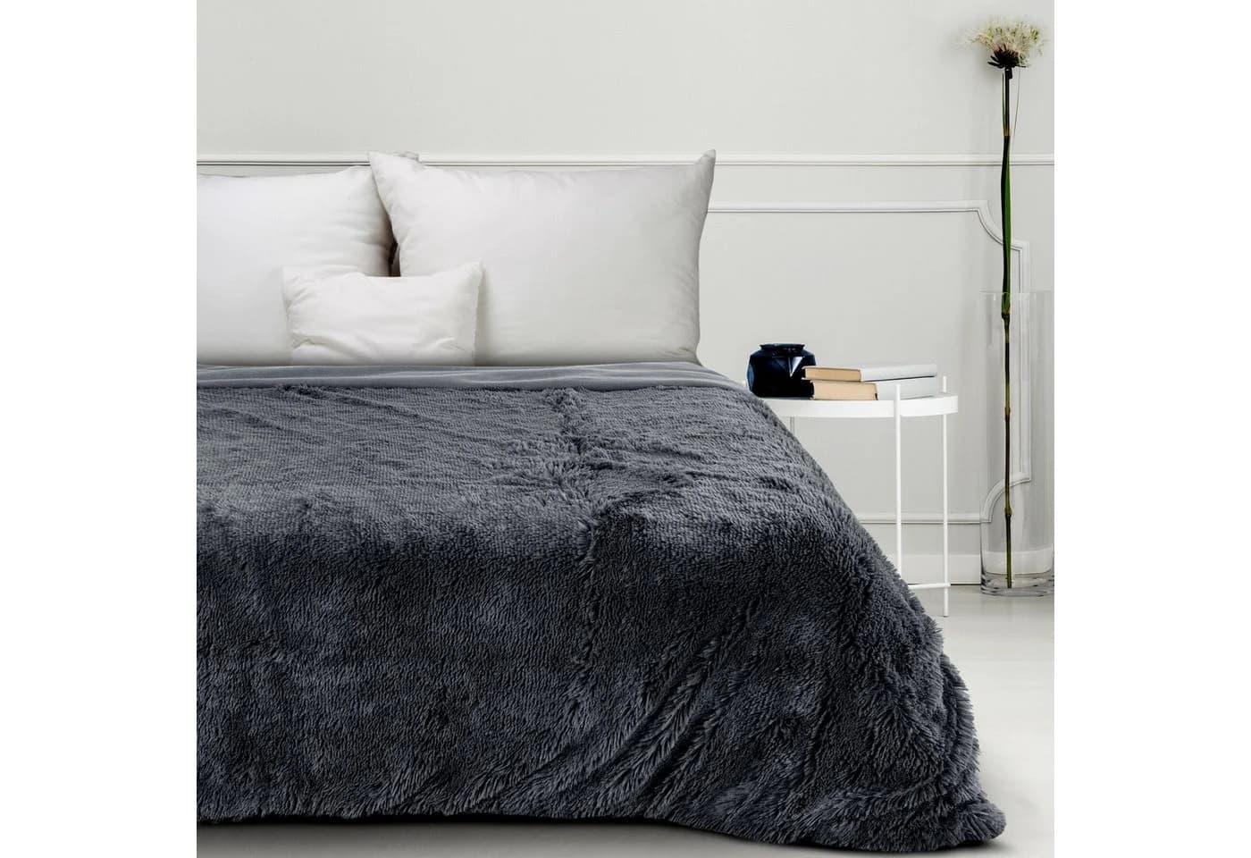 Design91 Wohndecke TIFANY Flauschig Grau Kunstfell