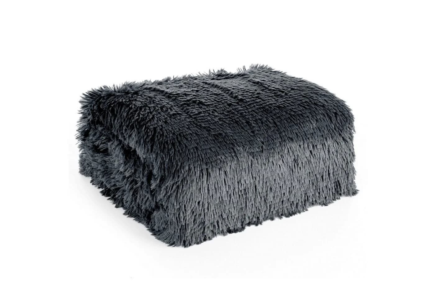 Design91 Wohndecke TIFANY Flauschig Grau Kunstfell - Bild 2