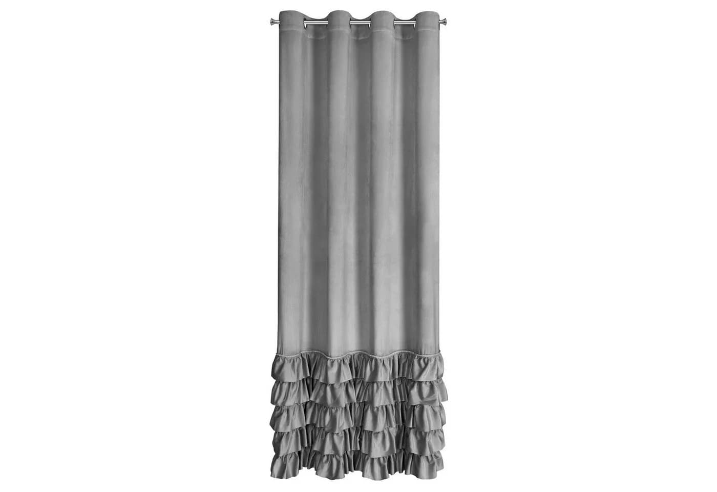 Eurofirany Velvet Vorhang Samt Rüschen Silber 140x250 cm - Bild 2