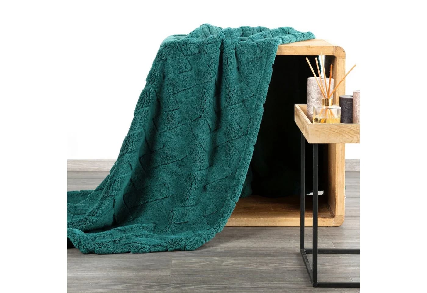 Wohndecke CARO Design91 Karierte Kuscheldecke Grün - Bild 5