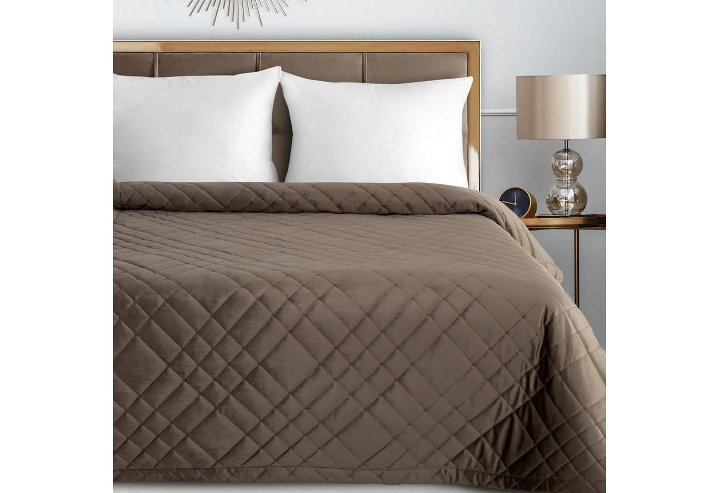 Eurofirany Tagesdecke RIA Braun Velvet Samt Sofadecke