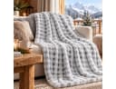 Design91 Wohndecke KAROMUSTER FLUFFY Grau 3D-Effekt Sofadecke Bild 2