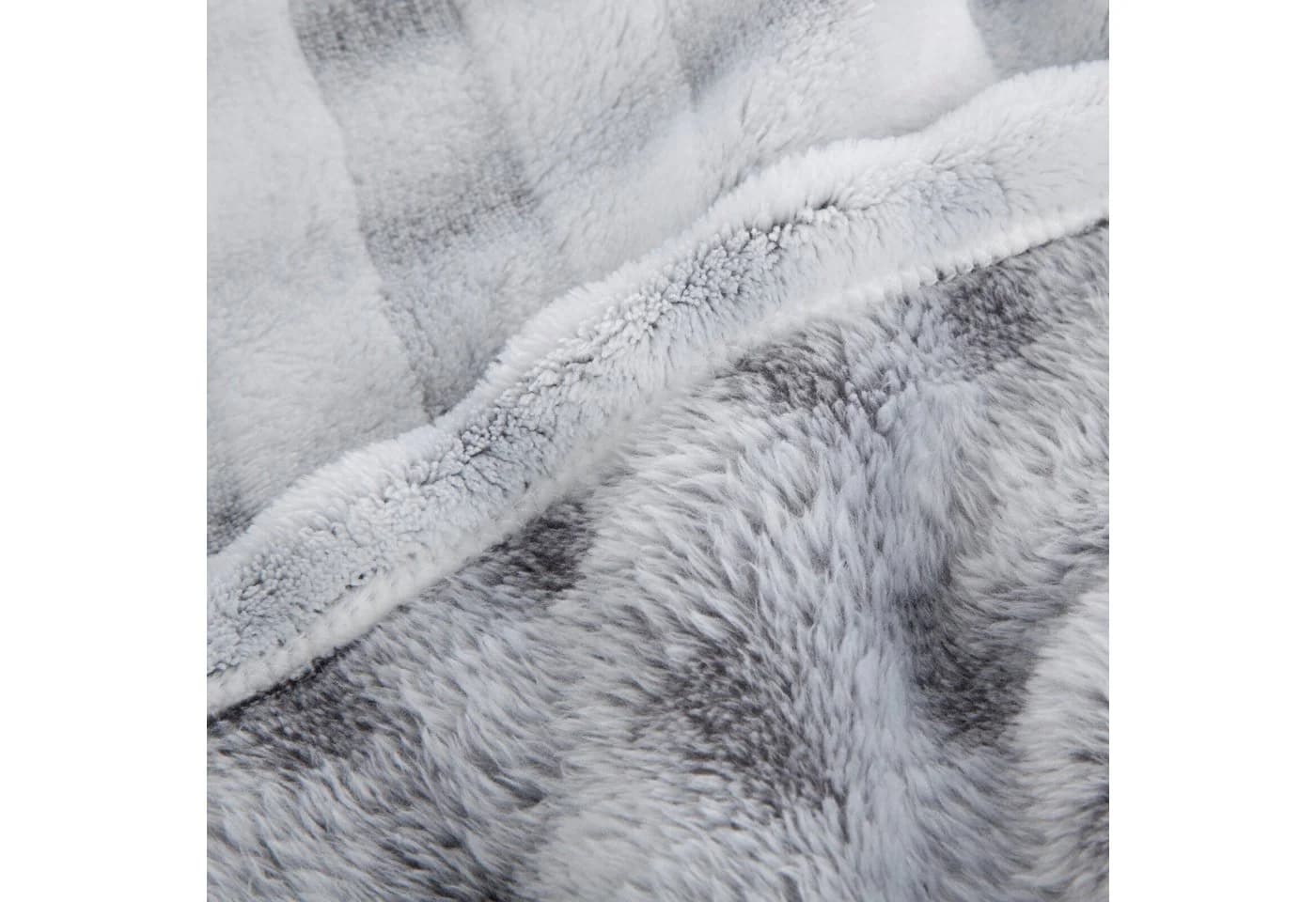 Design91 Wohndecke KAROMUSTER FLUFFY Grau 3D-Effekt Sofadecke - Bild 4