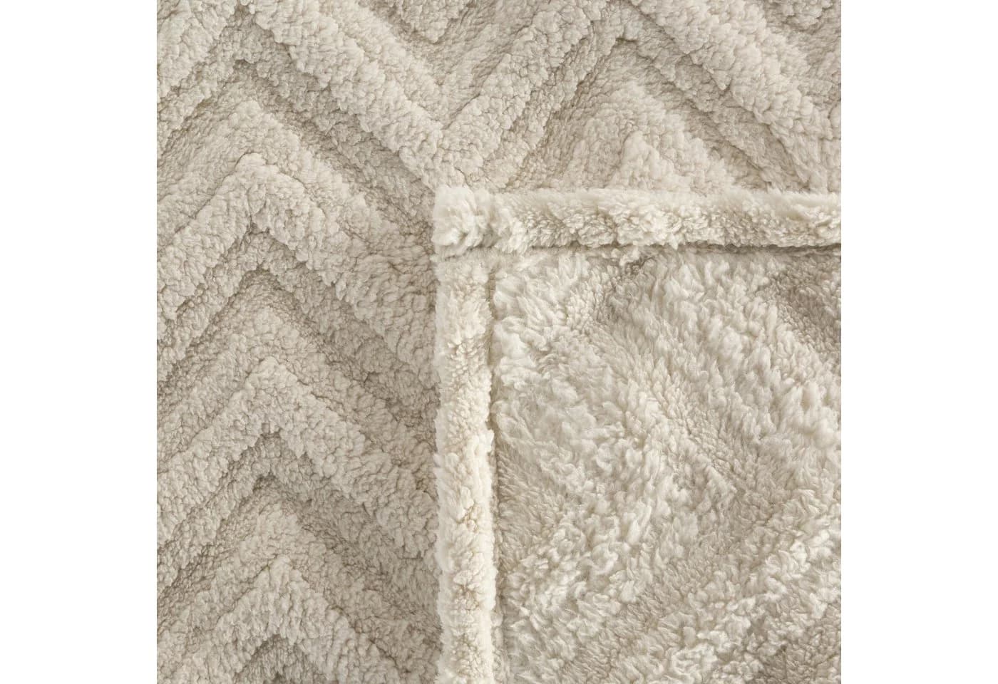 Wohndecke HYGGE Kuscheldecke mit Fischgrät-Struktur, Design91, Waffelmuster, Beige - Bild 3