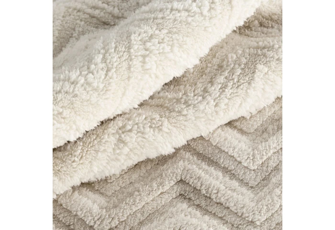 Wohndecke HYGGE Kuscheldecke mit Fischgrät-Struktur, Design91, Waffelmuster, Beige - Bild 4