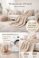 Wohndecke HYGGE Kuscheldecke mit Fischgrät-Struktur, Design91, Waffelmuster, Beige Bild 5