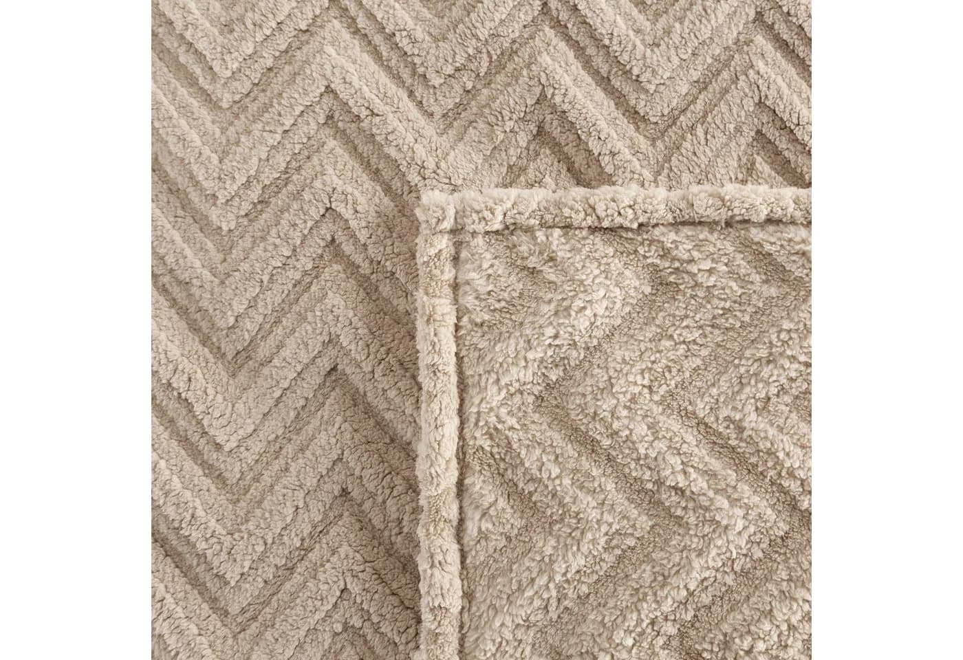 Design91 Wohndecke HYGGE Kuscheldecke Beige Mikrofaser 340 GSM - Bild 3