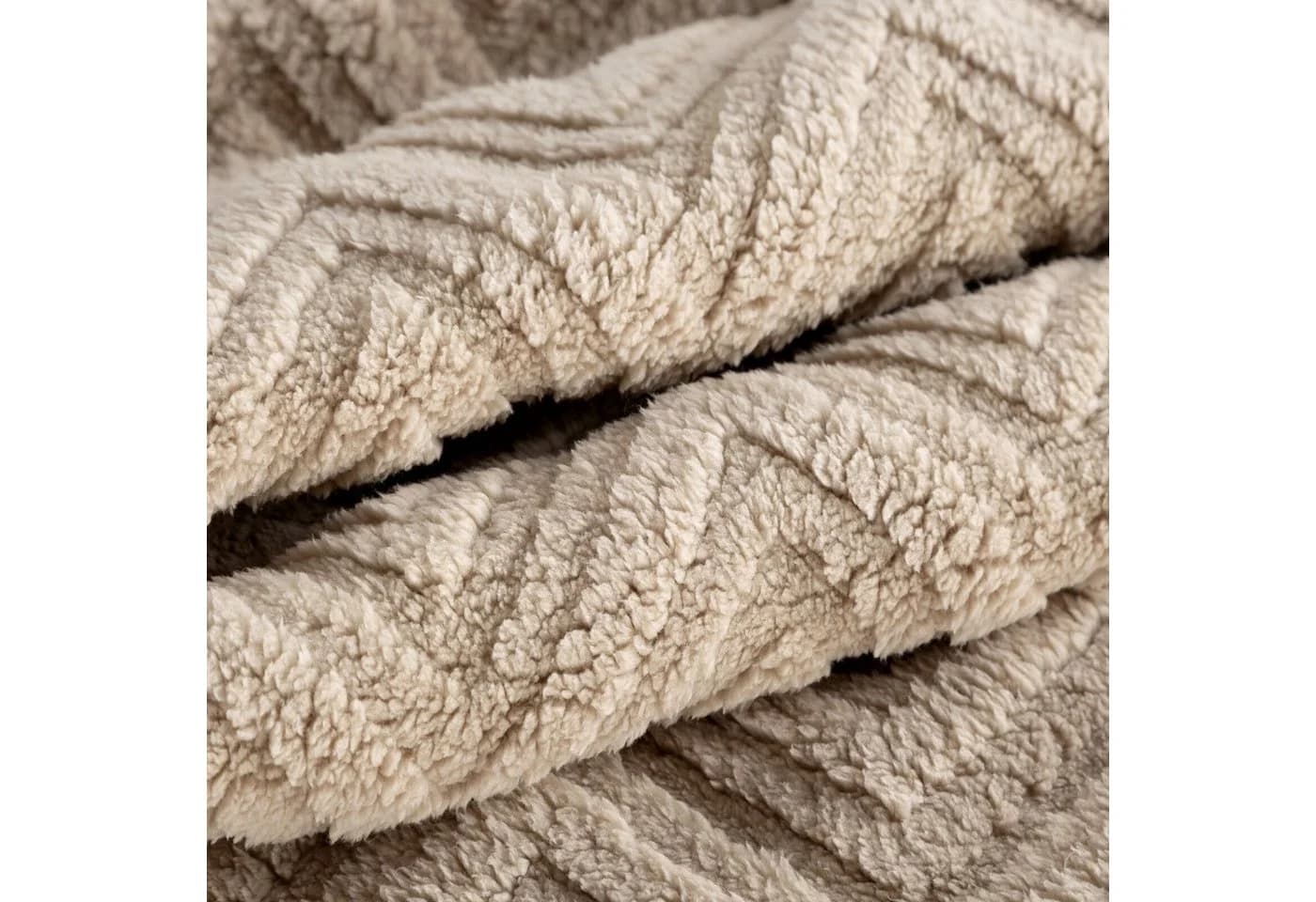 Design91 Wohndecke HYGGE Kuscheldecke Beige Mikrofaser 340 GSM - Bild 4