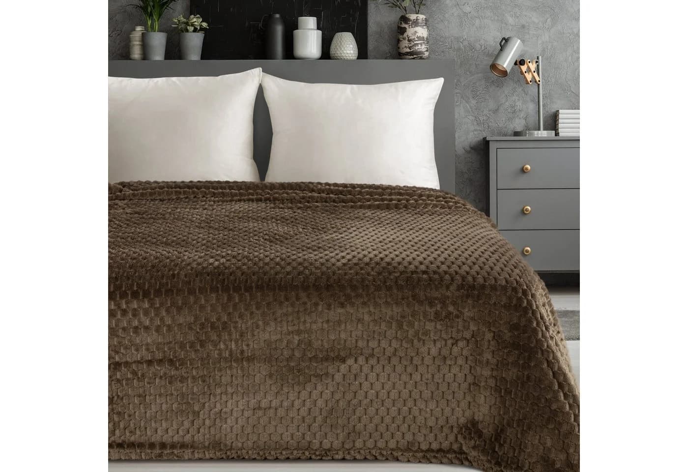 Design91 CINDY6 Kuscheldecke 3D-Würfelstruktur