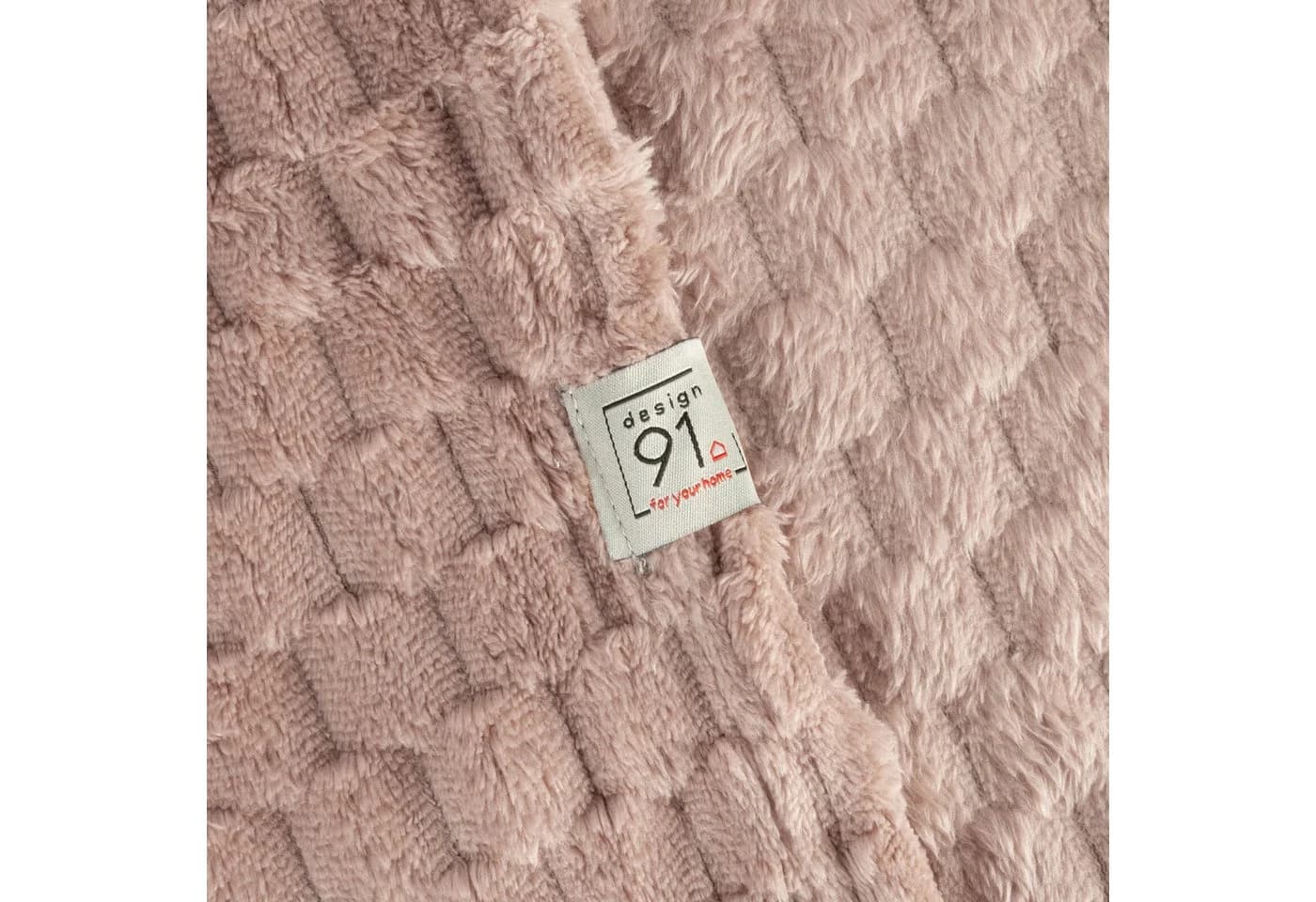 Design91 Wohndecke CINDY6 Mikrofaser 3D-Würfelstruktur Beige Rosa Braun - Bild 5