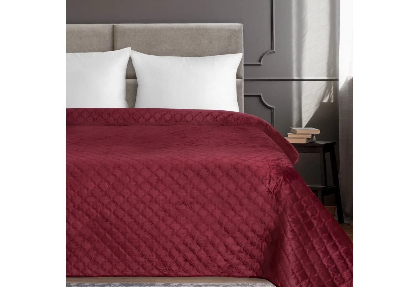 Eurofirany Tagesdecke VELVET2 Steppdecke Samtdecke Karomuster Weicher Überwurf Velours