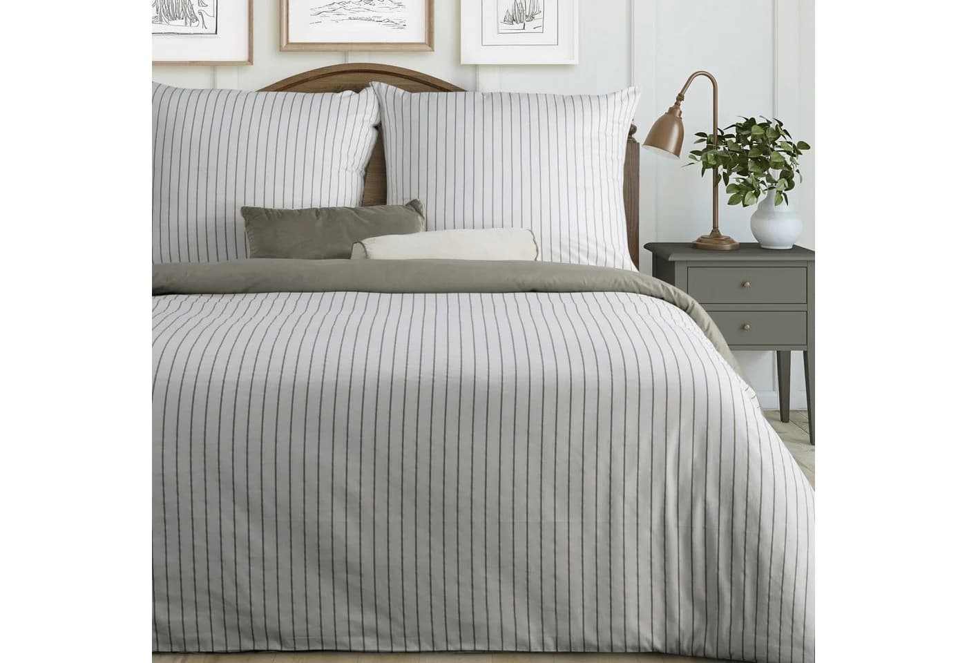Eurofirany Wendebettwäsche RAYA 100% Baumwolle Satin Streifen Silber - Bild 2