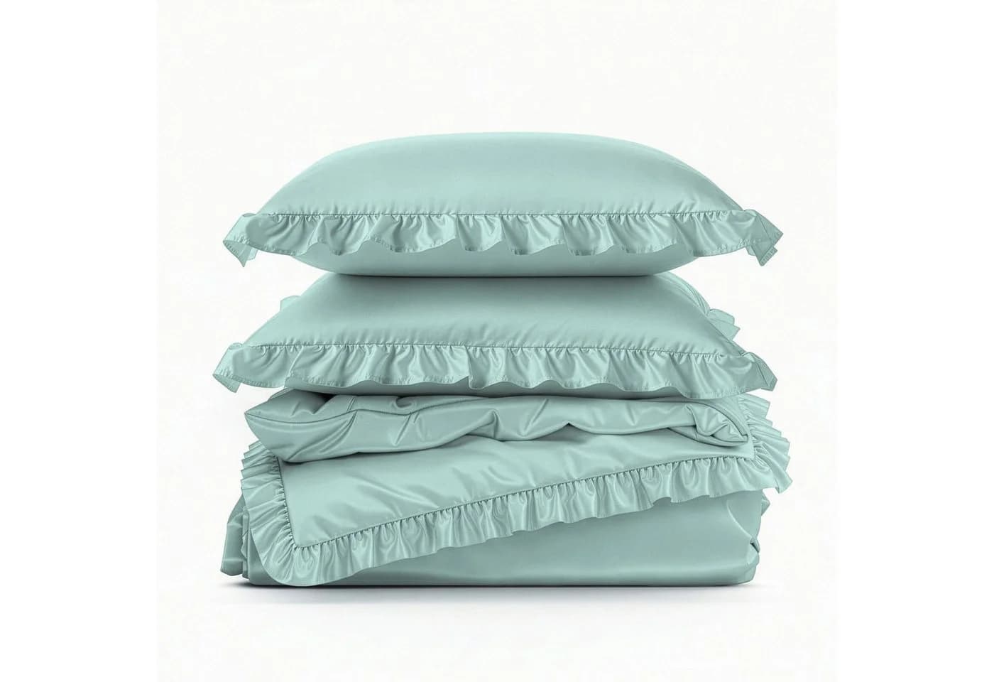 Design91 Bettwäsche 2-teilig mit Rüschen Grün Polyester - Bild 5