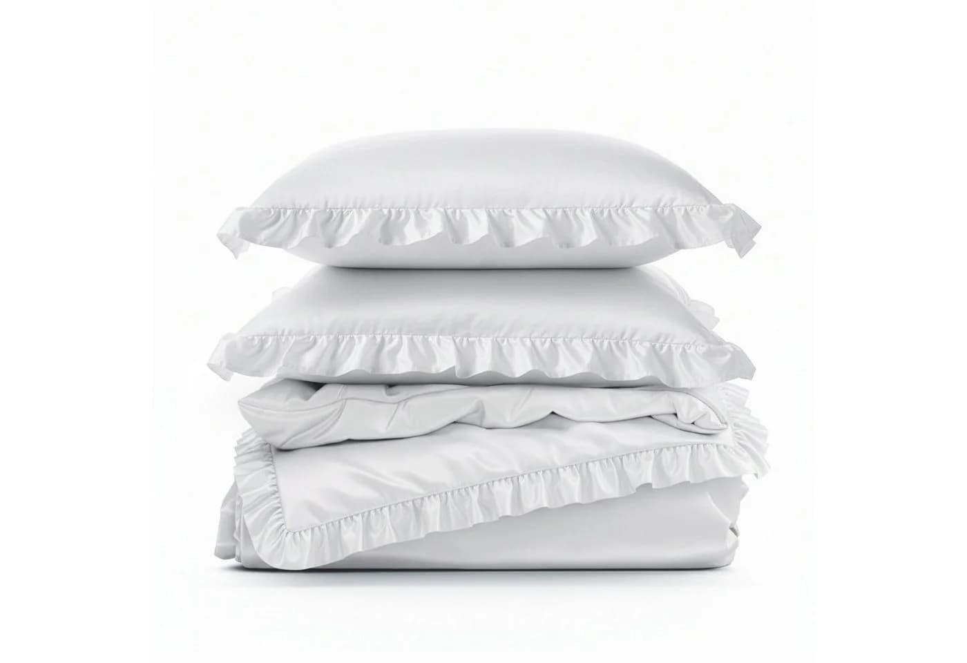 Design91 Bettwäsche 3-teilig Polyester Mikrofaser mit Rüschen