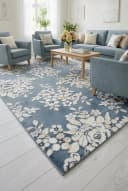 Eurofirany Teppich IMPRESIVE Blau Landhausstil Blumenmuster Bild 2