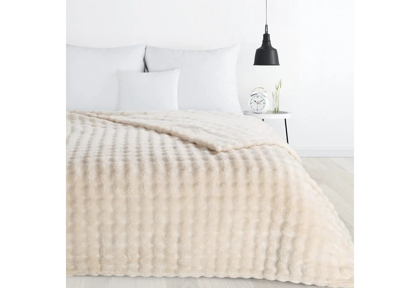 Design91 Wohndecke BUBBLE Beige 3D-Muster Flauschig