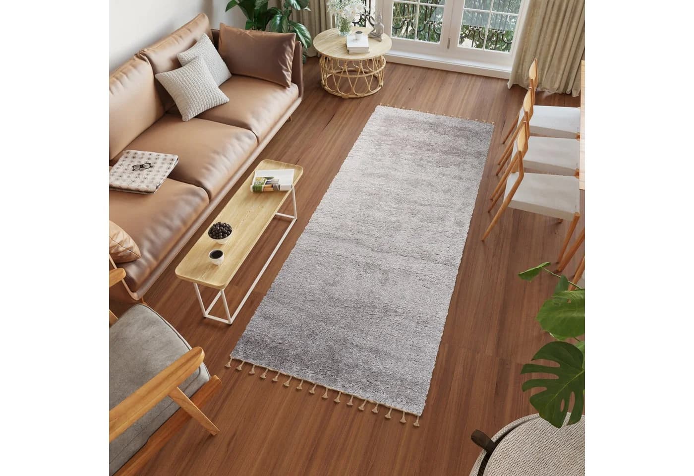 Tapiso Hochflor-Läufer VERSAY FRANSEN Grau Shaggy