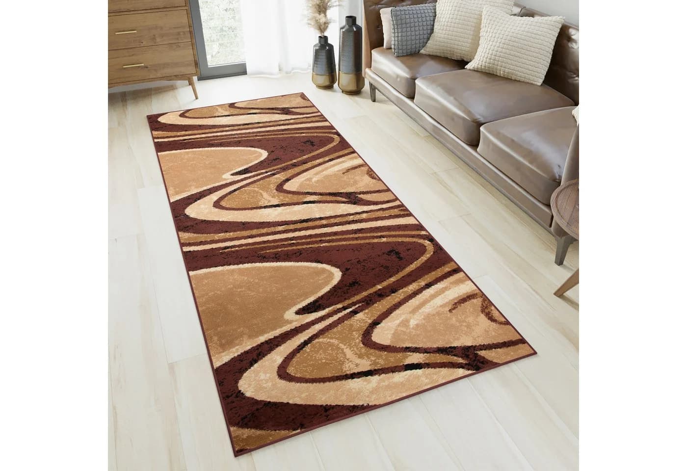 Tapiso Teppichläufer DREAM 8 mm Braun Wohnzimmer Schlafzimmer pflegeleicht