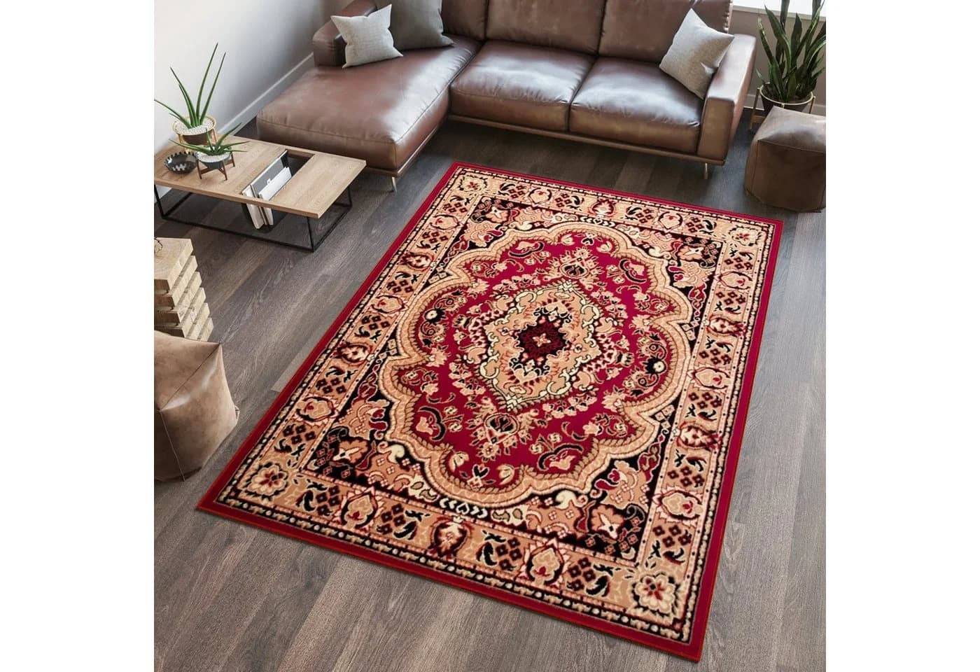 Tapiso Teppich ATLAS Rot Klassisches Design