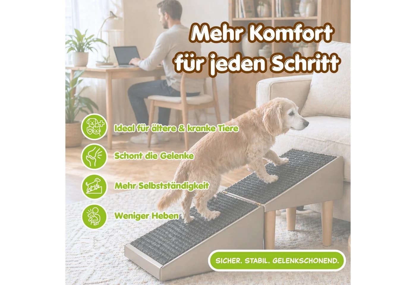 Outentin Haustiertreppe klappbar mit Polster Beige - Bild 3