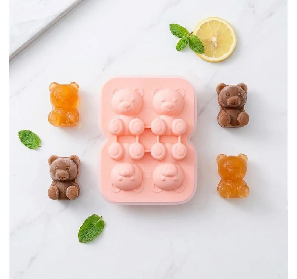 H-basics Eiswürfelform 4 Eisbären 3D Silikon BPA-frei rosa - Bild 4