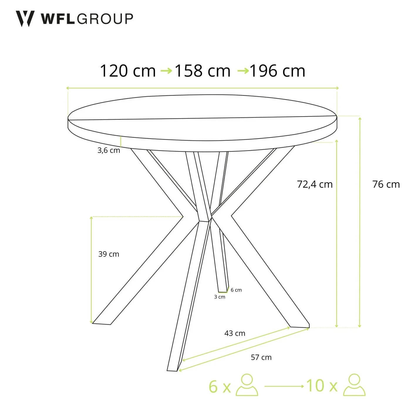 WFL GROUP Esstisch Ross ausziehbar rund industrial Holzoptik - Bild 3