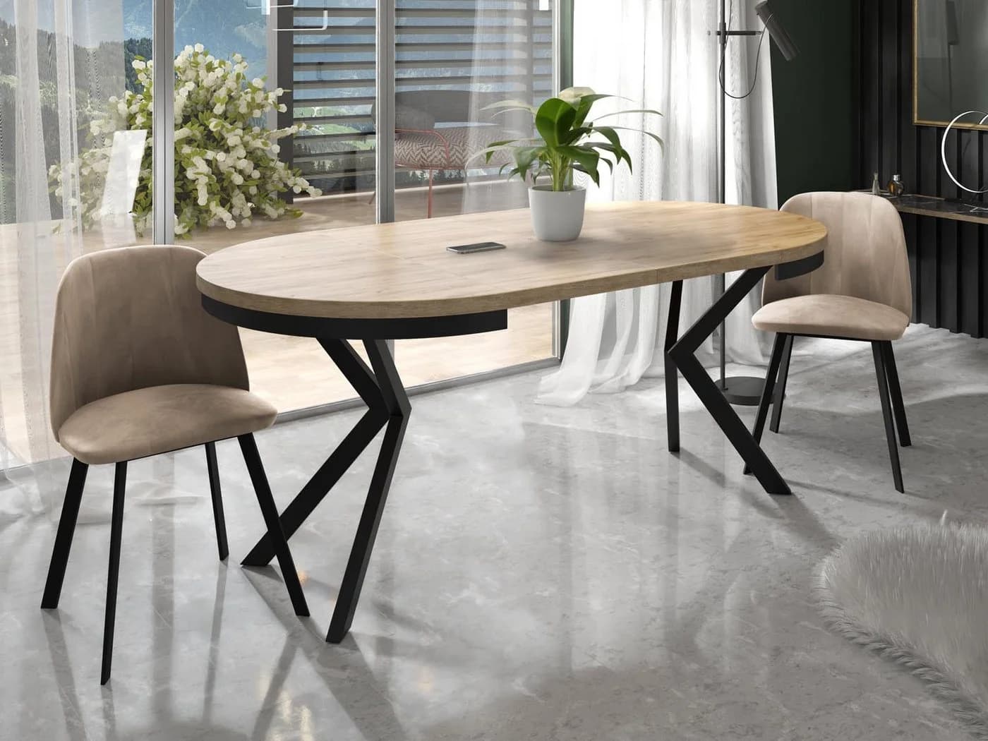 WFL GROUP Esstisch Ross ausziehbar rund industrial Holzoptik - Bild 4