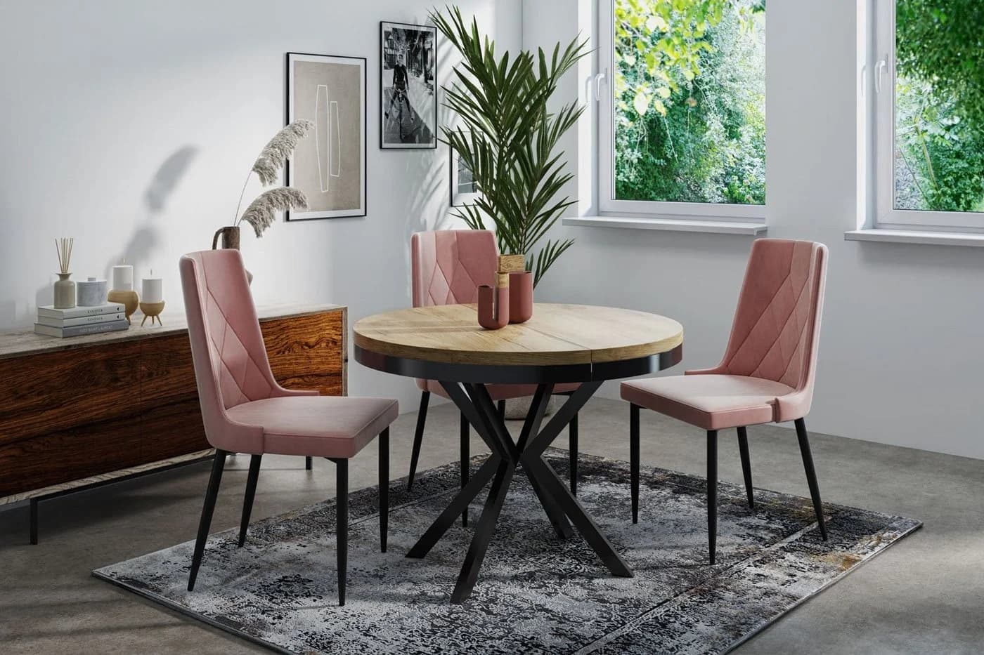 WFL GROUP Esstisch Ross ausziehbar rund industrial Holzoptik - Bild 5