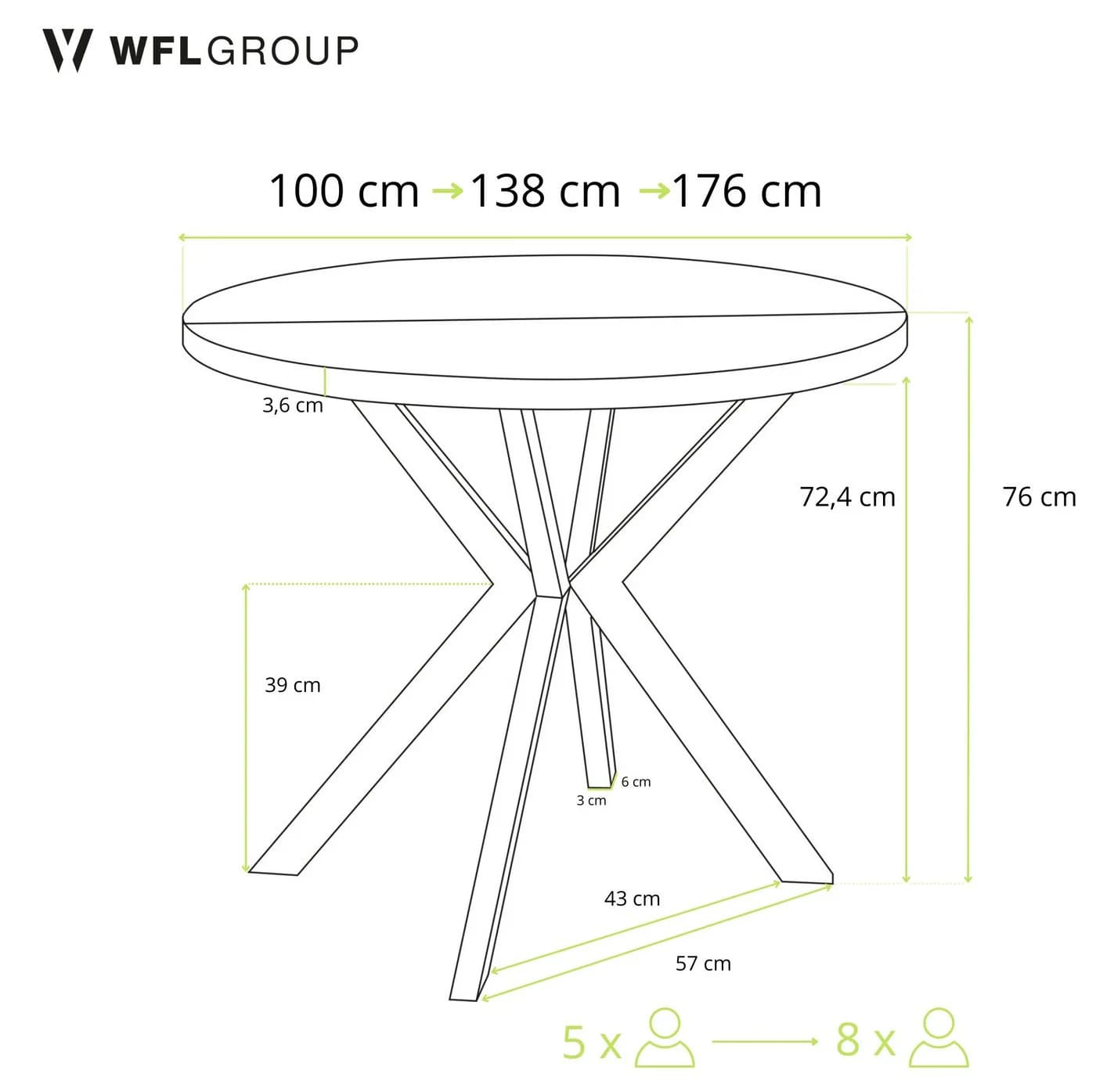 WFL GROUP Esstisch Ross ausziehbar rund industrial Holzoptik - Bild 3