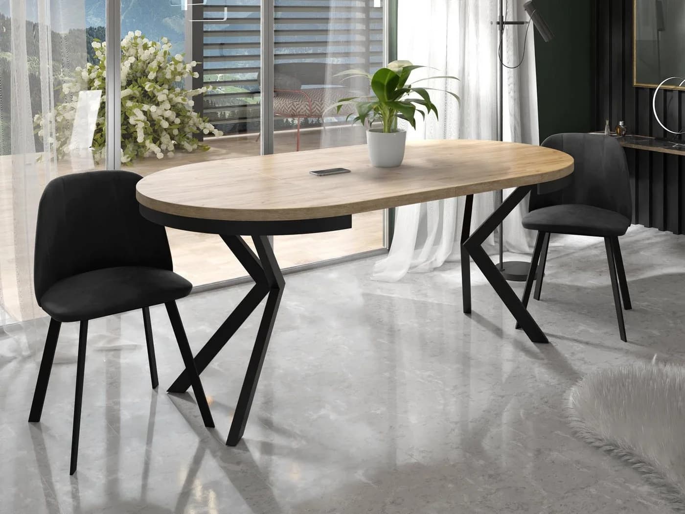 WFL GROUP Esstisch Ross ausziehbar rund industrial Holzoptik - Bild 4