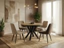 WFL GROUP Esstisch Clara Loft-Stil Rund Ausziehbar Holzoptik Schwarz Bild 5